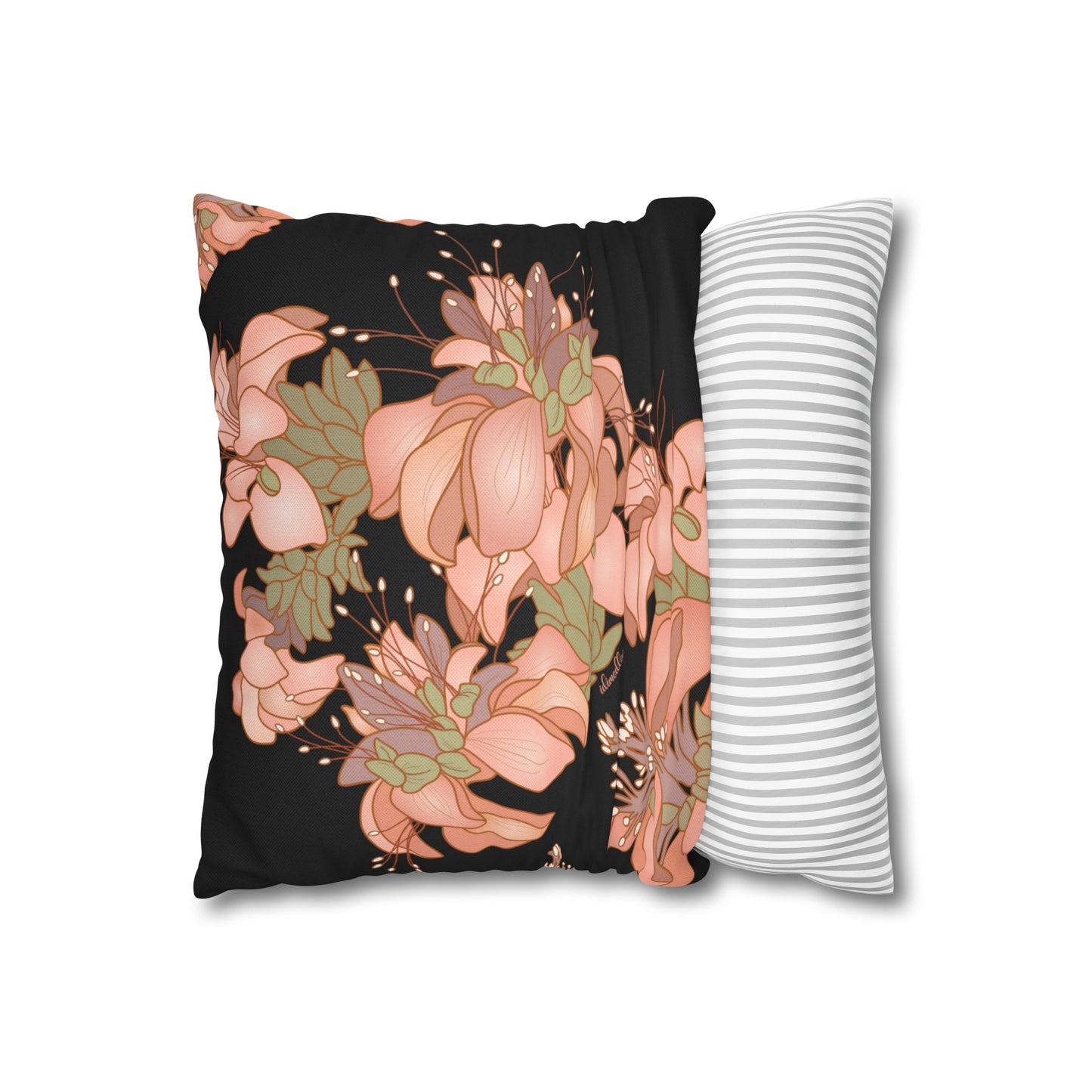 Pillow Case- Wili Wili Hawaiian Flower in Black