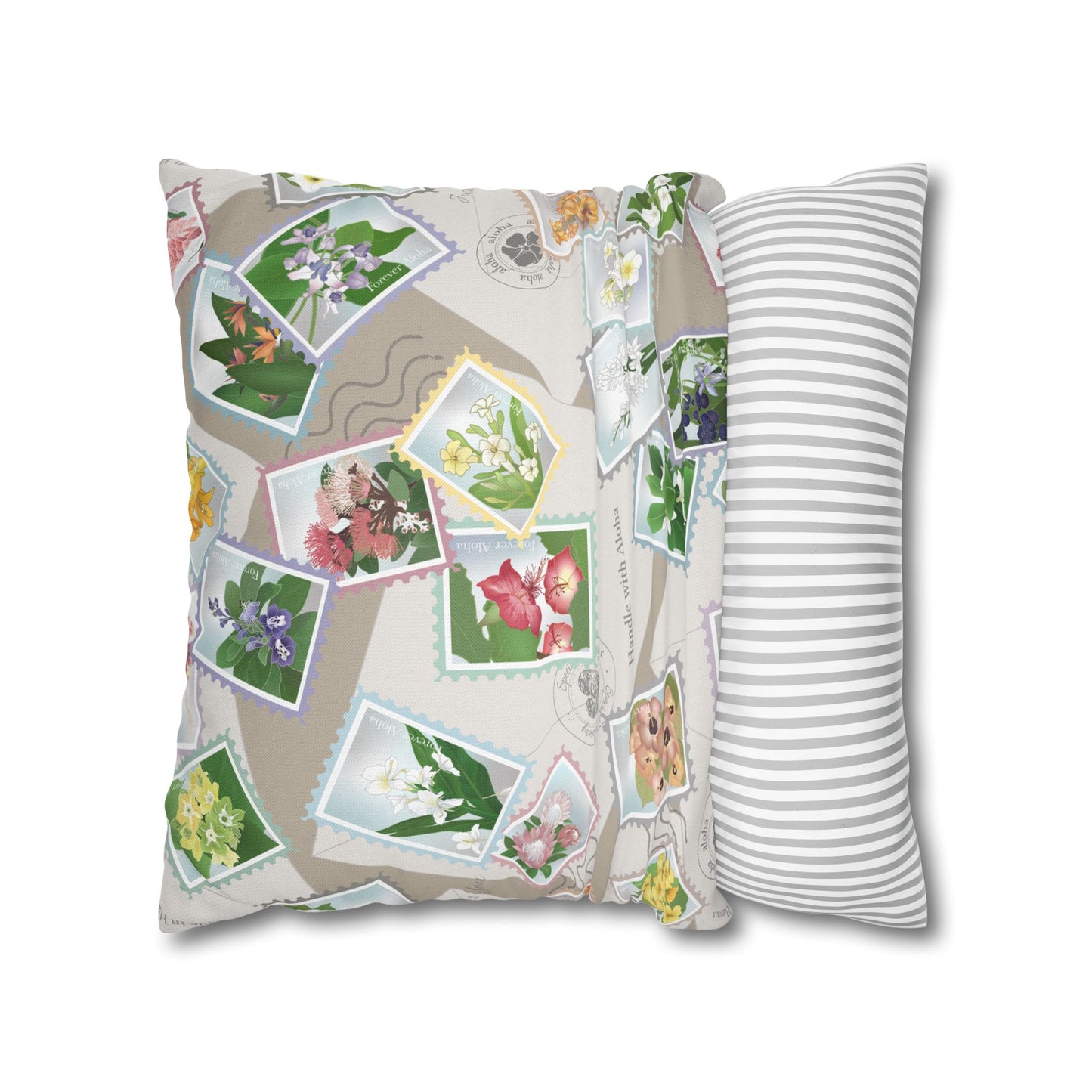 Pillow Case- Hawaiian Flower Postage Stamp Collage