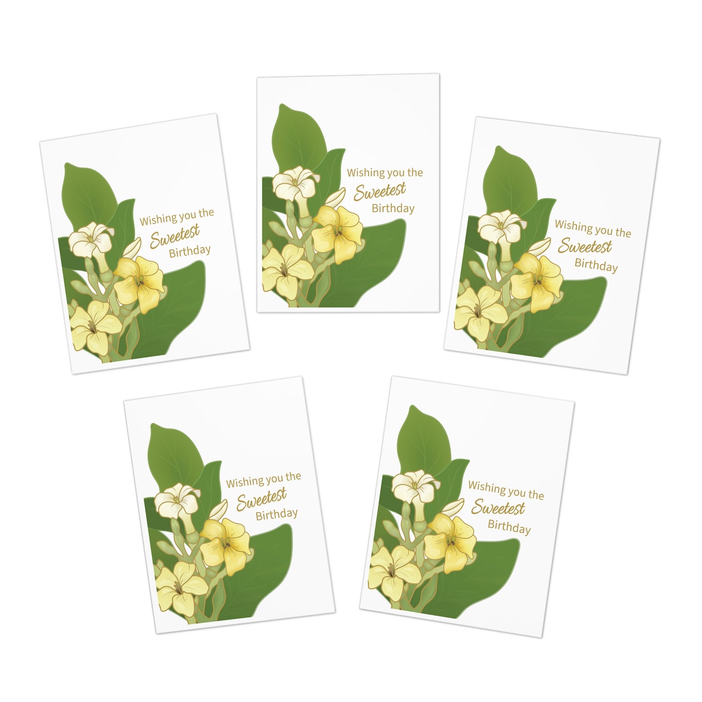 Greeting Cards (5 Pack)- Puakenikeni Flowers Wishing You the Sweetest Birthday