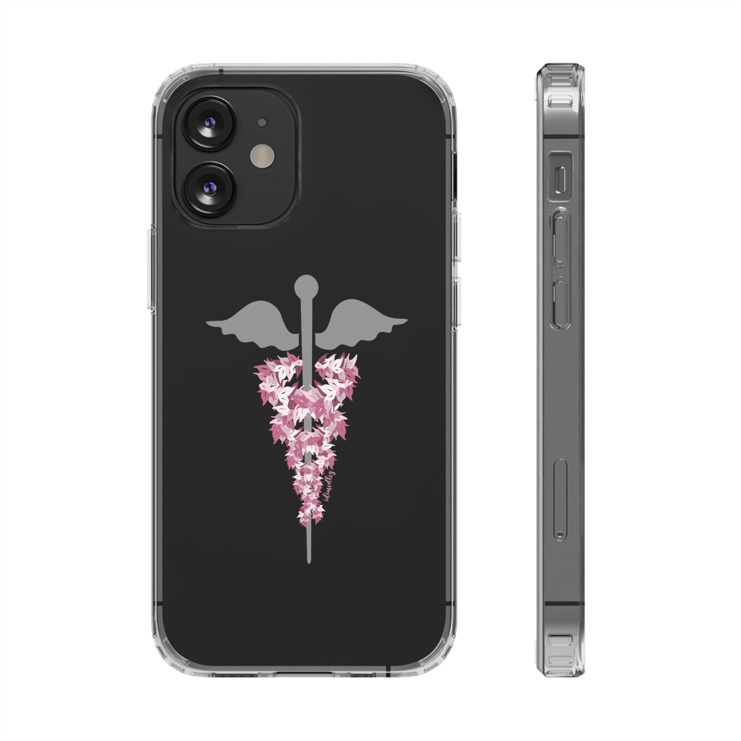 Caduceus Medical Symbol with Pink Maile Lei CLEAR Case