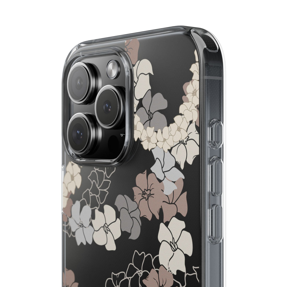 Puakenikeni En Face Flower Leis (Brown and Gray Neutrals) CLEAR Case