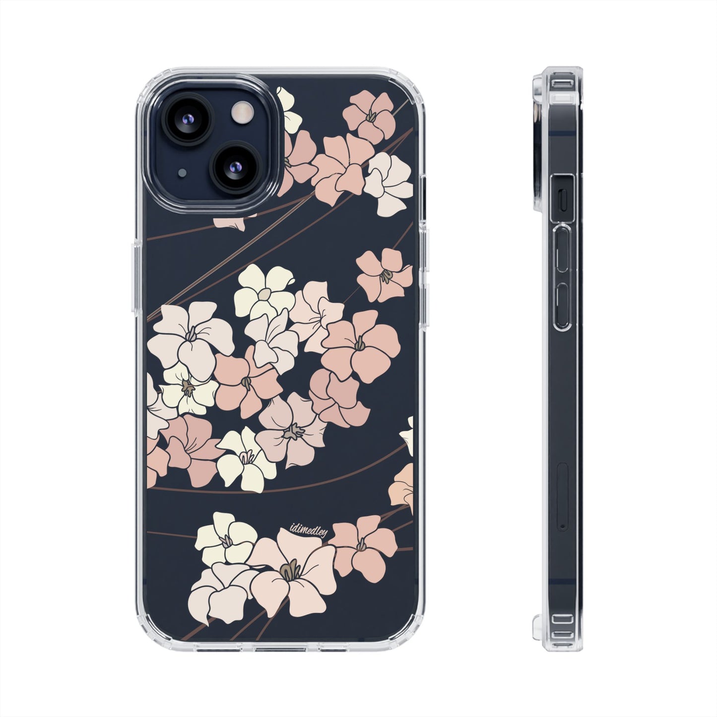 Puakenikeni En Face Flower Swirls in Peachy Pinks CLEAR Case