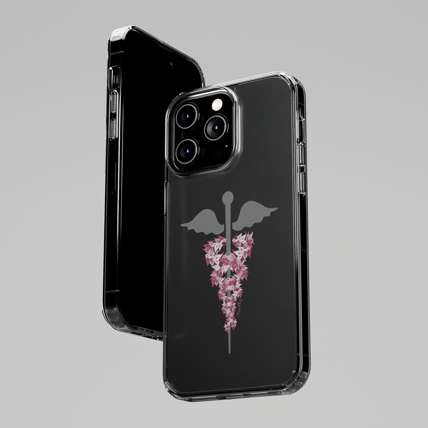 Caduceus Medical Symbol with Pink Maile Lei CLEAR Case