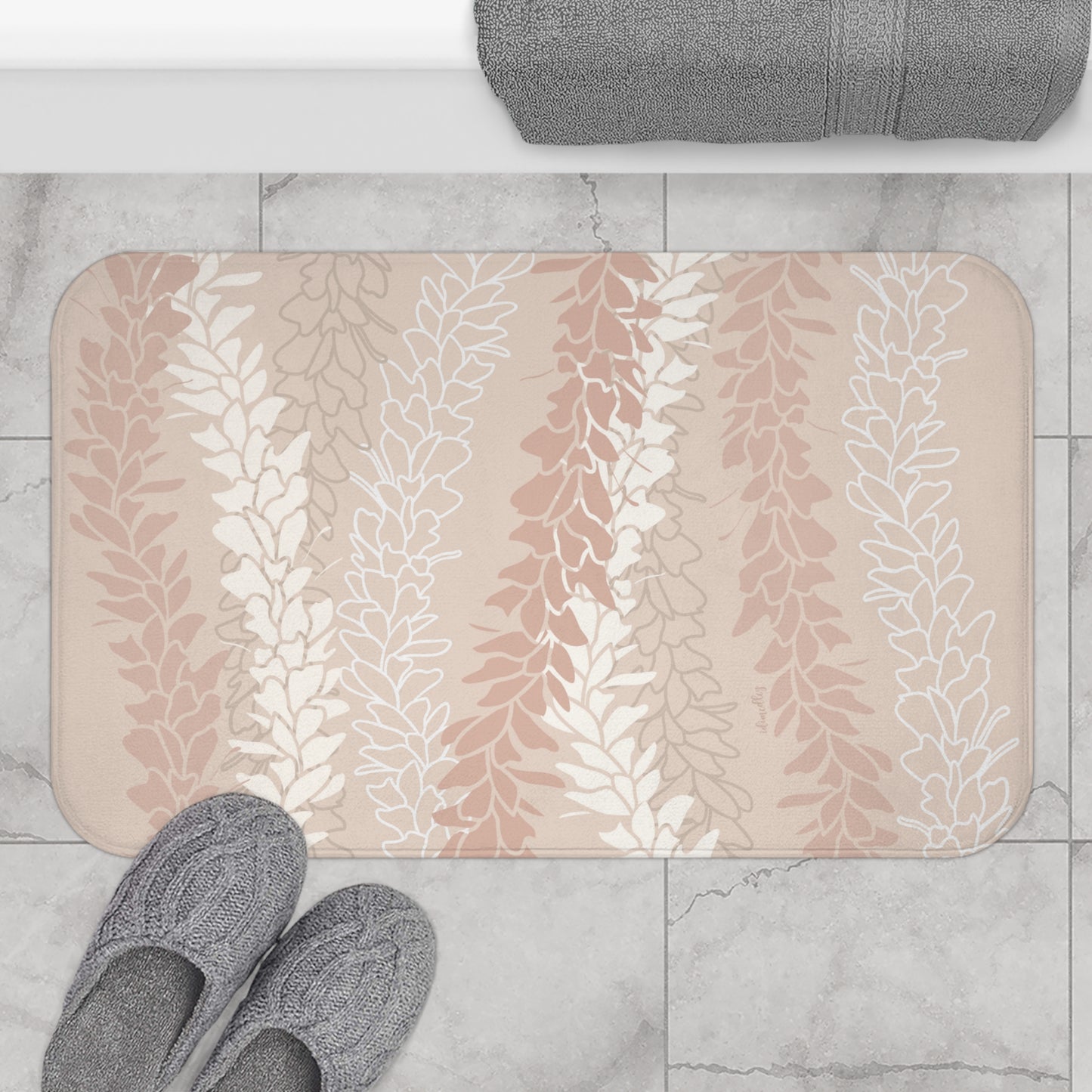 Bath Mat- White Ginger Kisses (Peach)