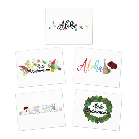 Holiday Greeting Card Set- Mele Kalikimaka Christmas Blocks Light Version