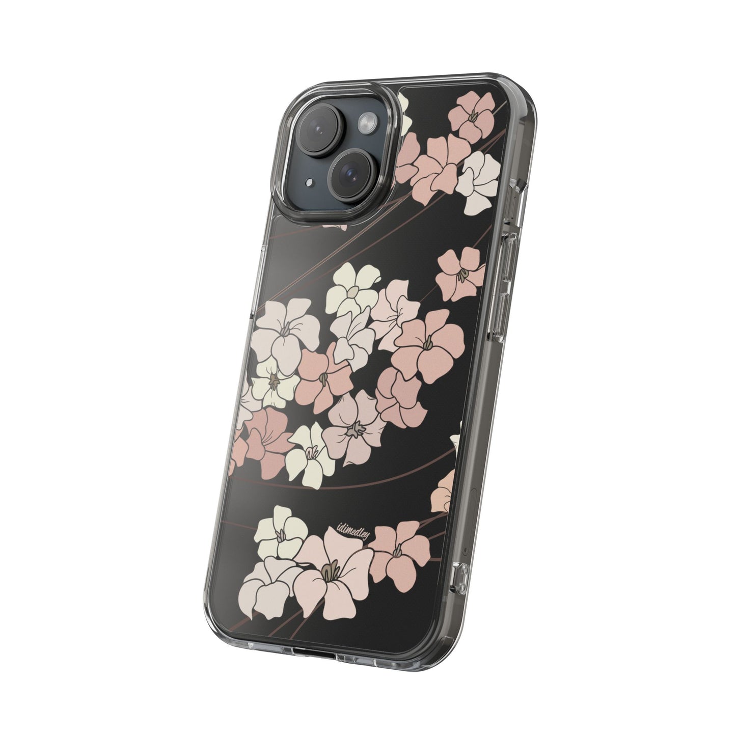 Puakenikeni En Face Flower Swirls in Peachy Pinks CLEAR Case