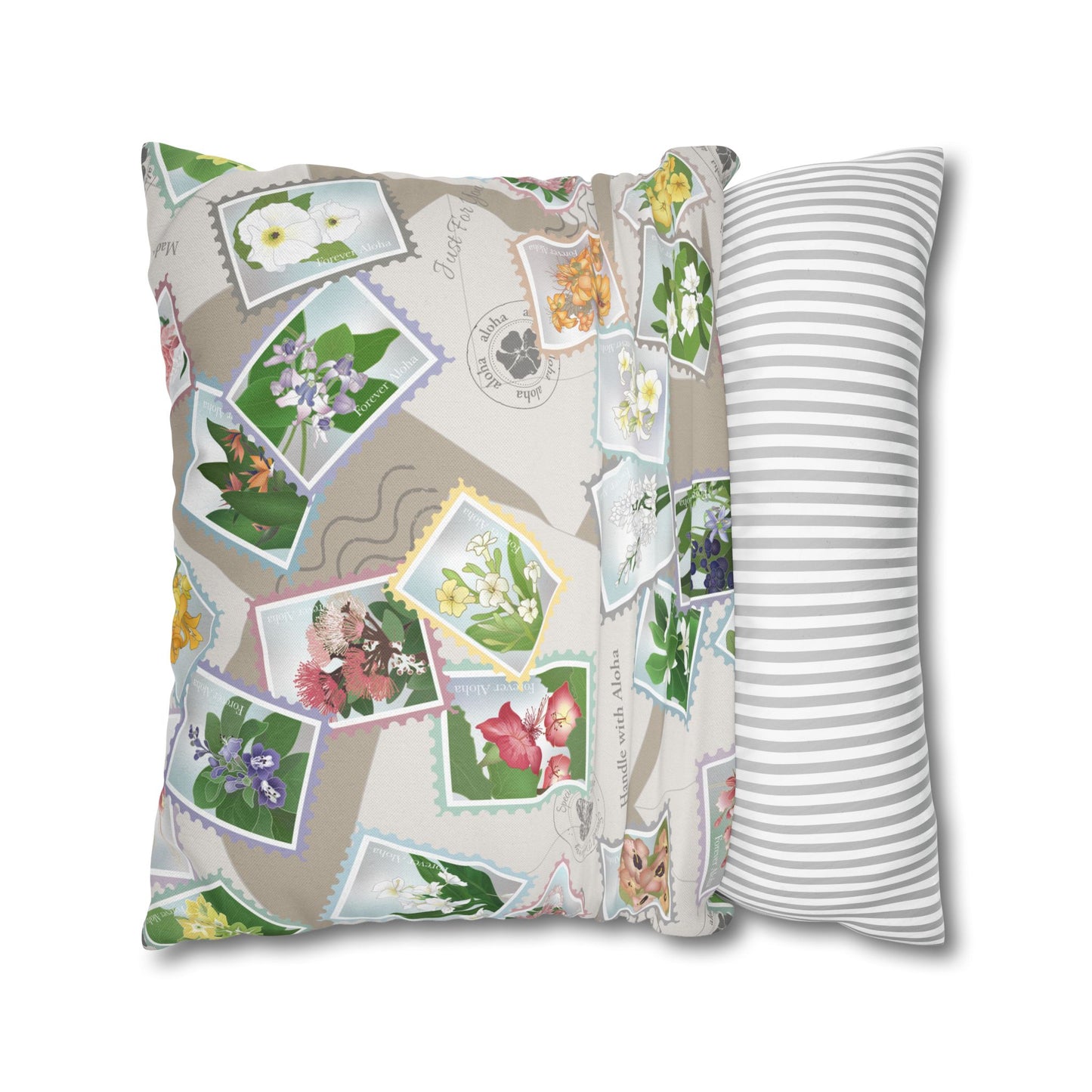 Pillow Case- Hawaiian Flower Postage Stamp Collage