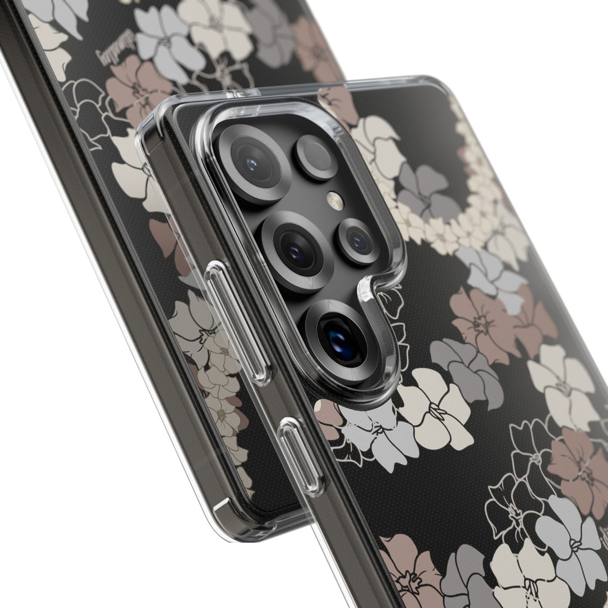Puakenikeni En Face Flower Leis (Brown and Gray Neutrals) CLEAR Case