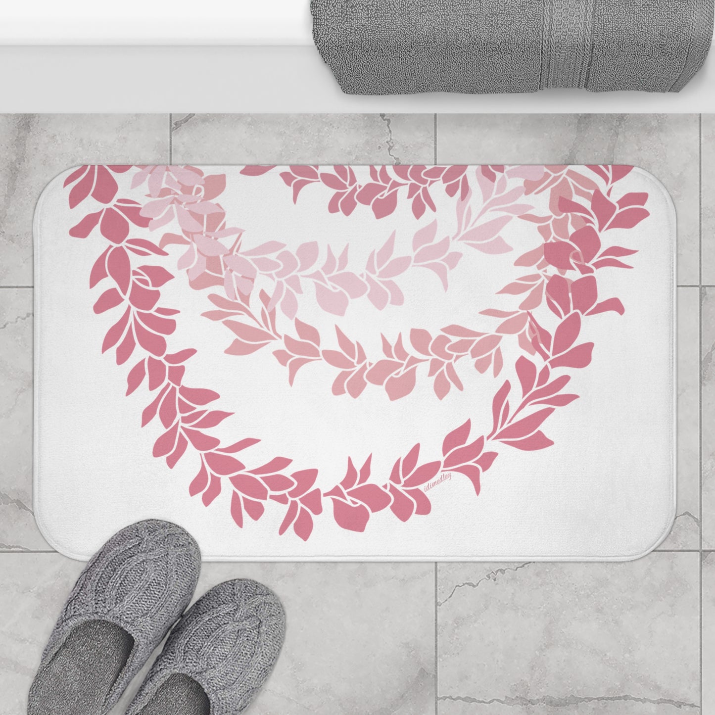 Bath Mat- Pink Plumeria Leis