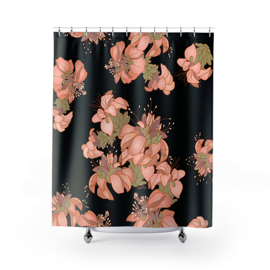 Shower Curtain- Wili Wili Hawaiian Flower in Black