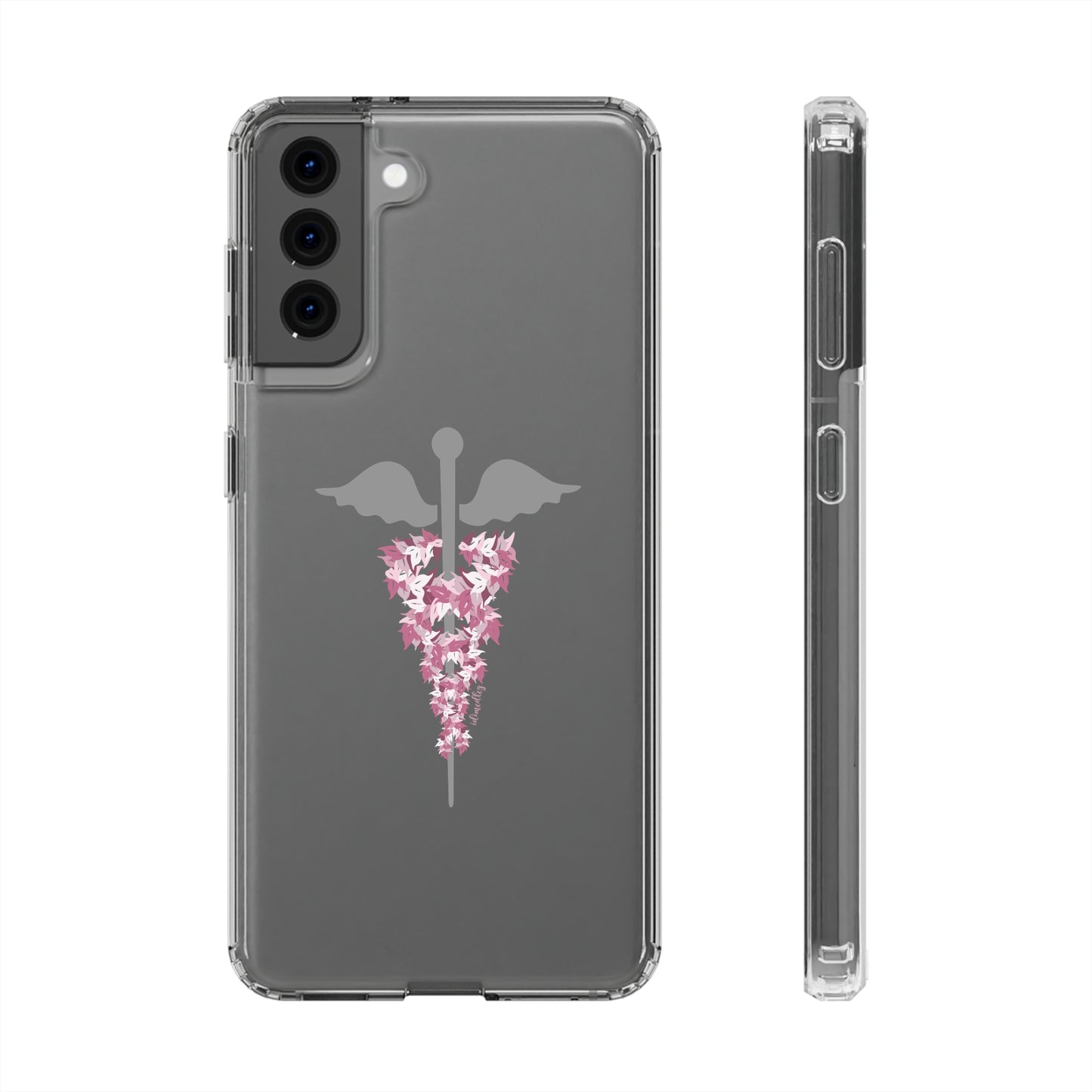 Caduceus Medical Symbol with Pink Maile Lei CLEAR Case