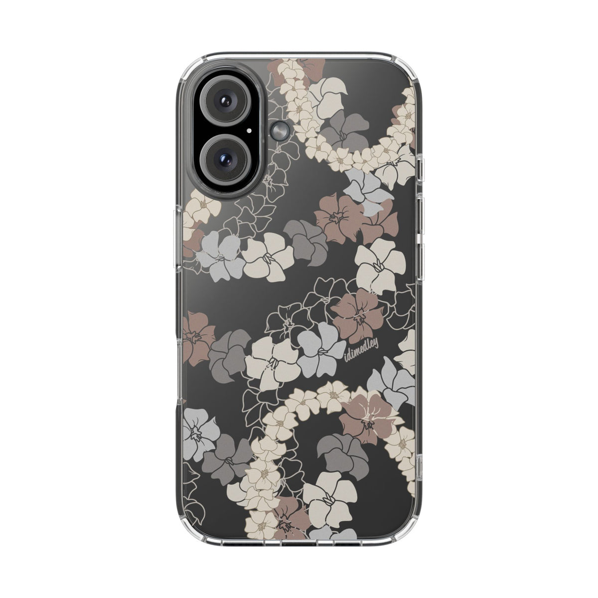 Puakenikeni En Face Flower Leis (Brown and Gray Neutrals) CLEAR Case