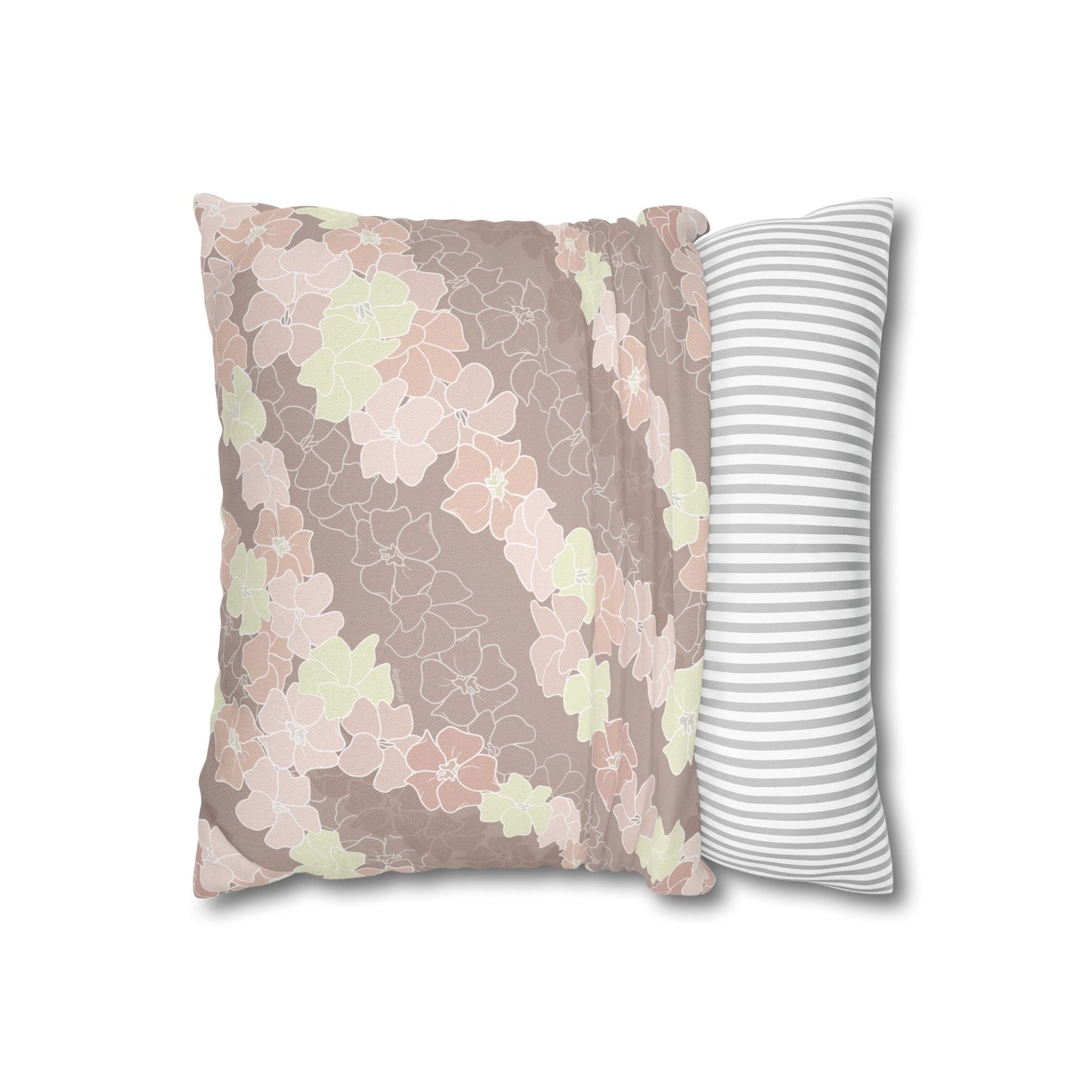 Pillow Case- Puakenikeni En Face Flower Leis in Neutral Peaches