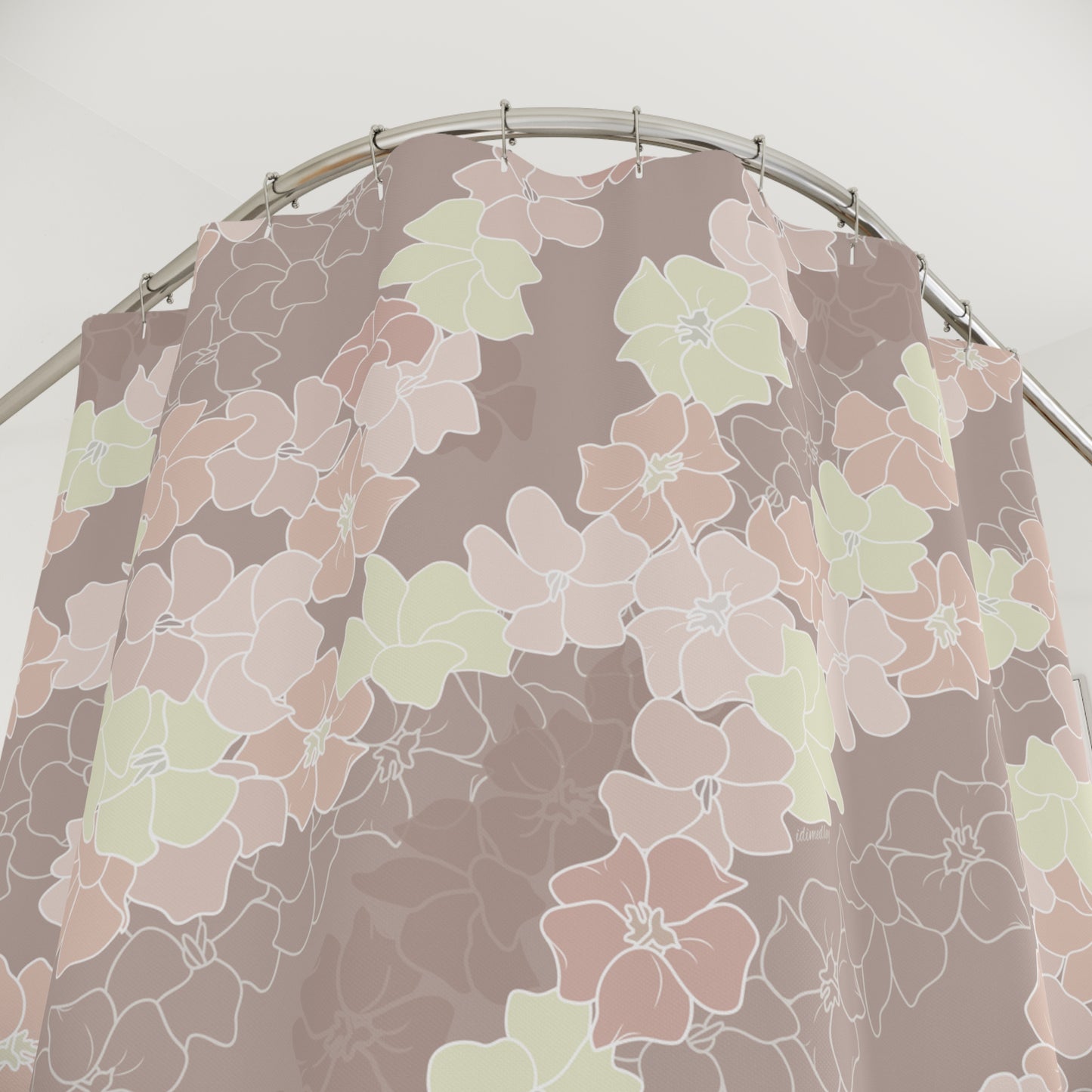 Shower Curtain- Puakenikeni En Face Flower Leis (Neutral Peaches and Beige)