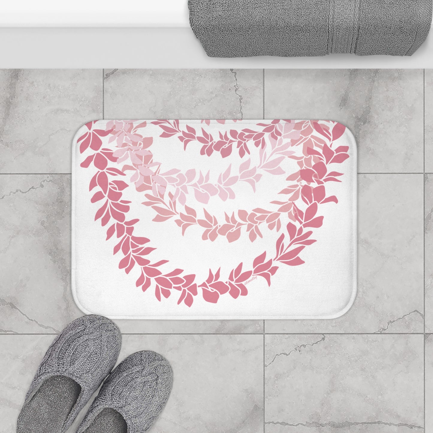 Bath Mat- Pink Plumeria Leis