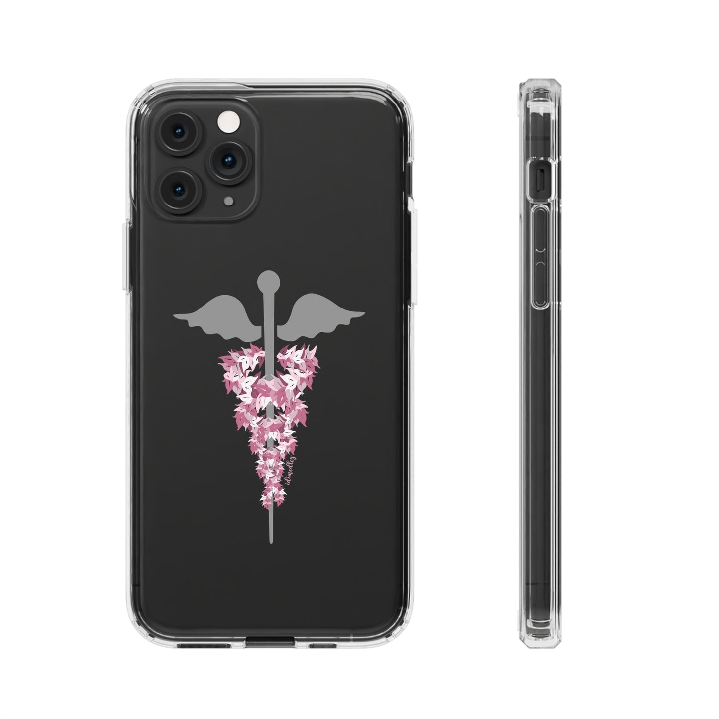 Caduceus Medical Symbol with Pink Maile Lei CLEAR Case