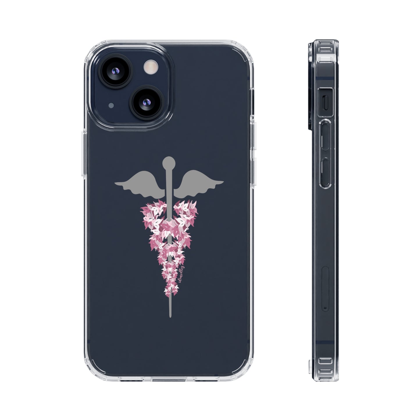 Caduceus Medical Symbol with Pink Maile Lei CLEAR Case