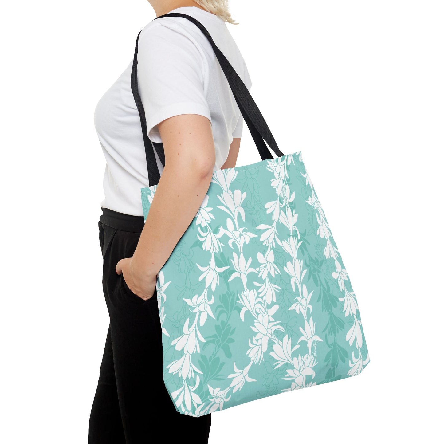 Tote bag- Tuberoses for Nohea (Seafoam)