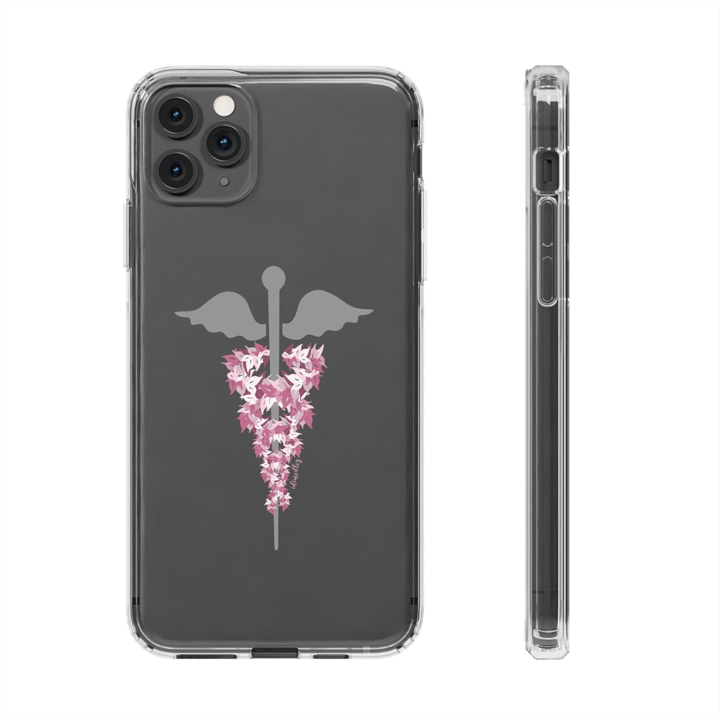 Caduceus Medical Symbol with Pink Maile Lei CLEAR Case