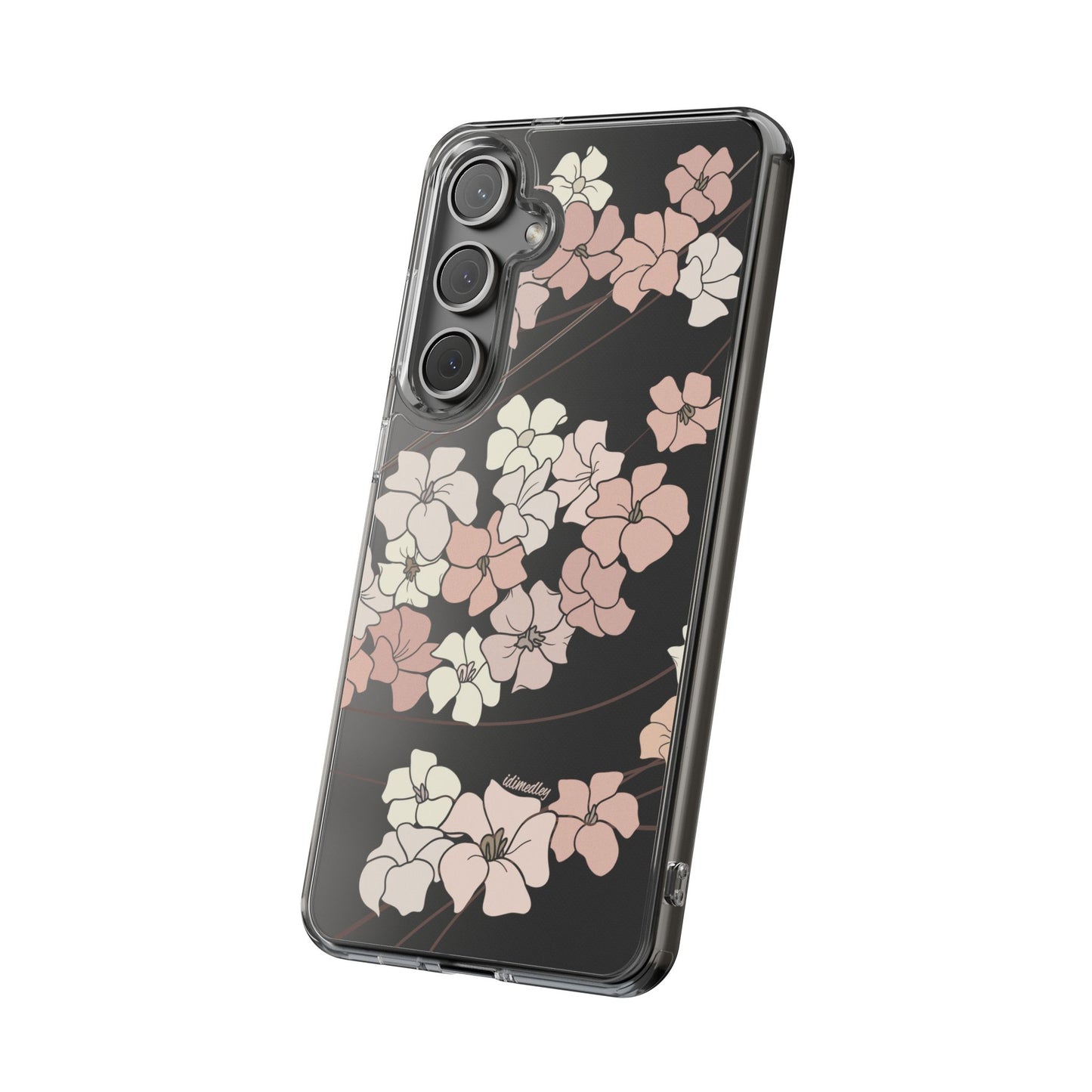 Puakenikeni En Face Flower Swirls in Peachy Pinks CLEAR Case