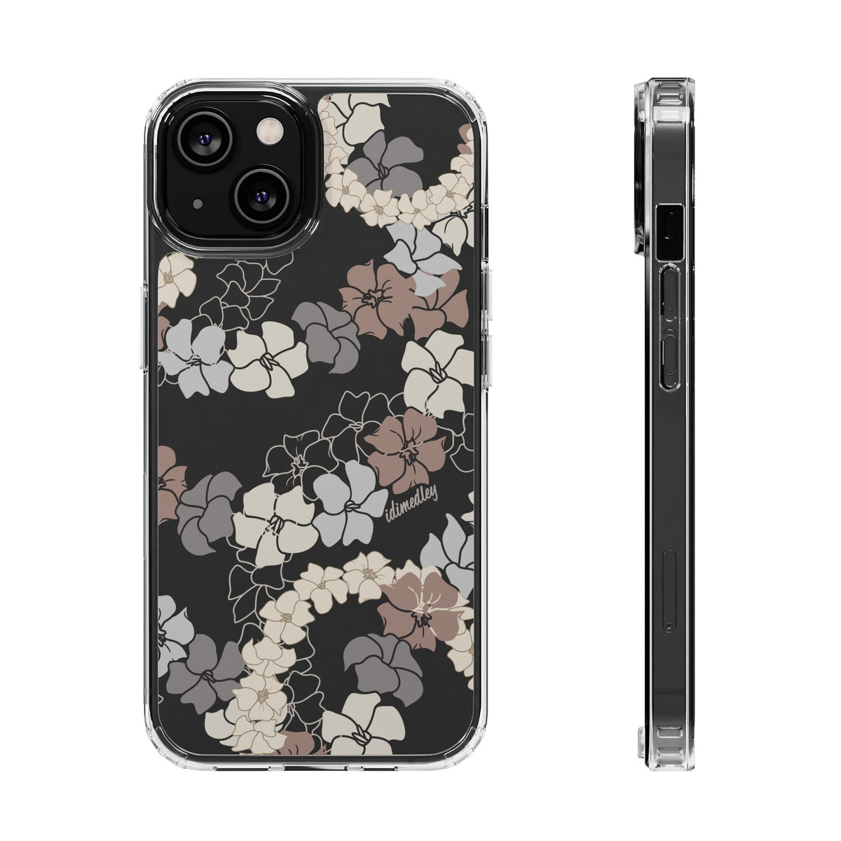 Puakenikeni En Face Flower Leis (Brown and Gray Neutrals) CLEAR Case