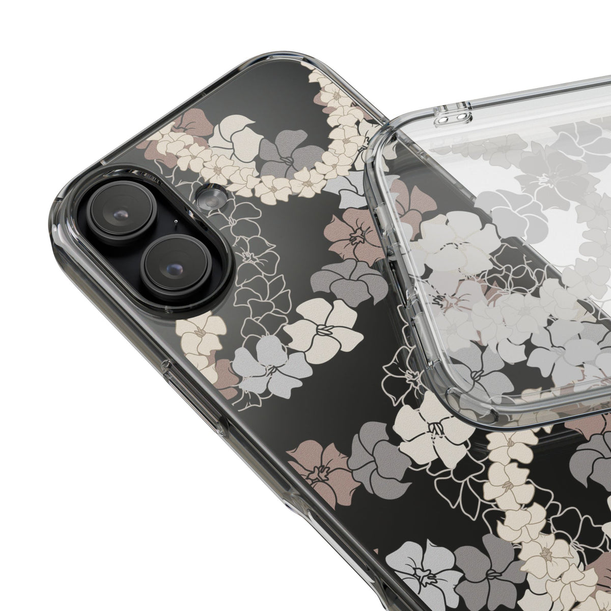 Puakenikeni En Face Flower Leis (Brown and Gray Neutrals) CLEAR Case