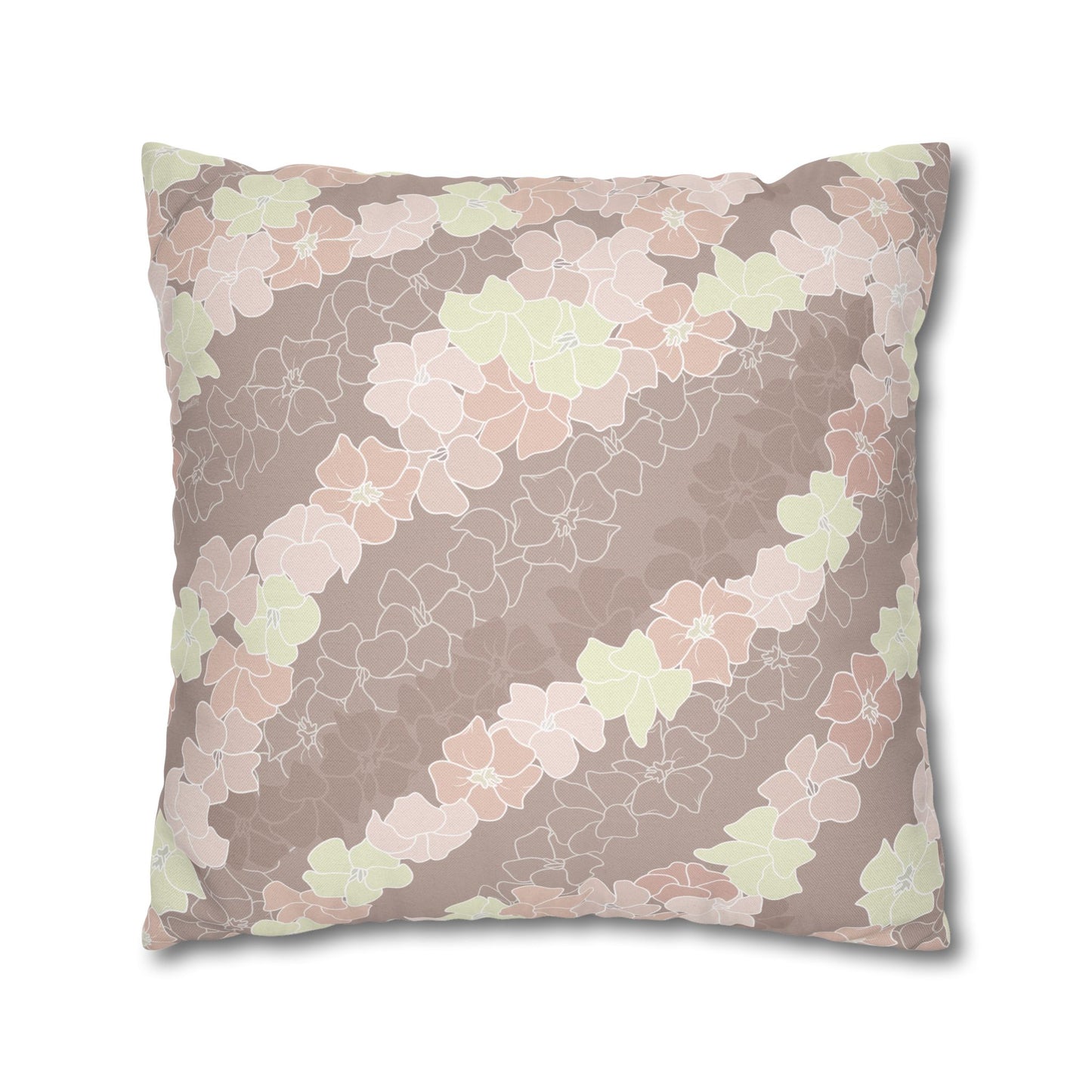 Pillow Case- Puakenikeni En Face Flower Leis in Neutral Peaches