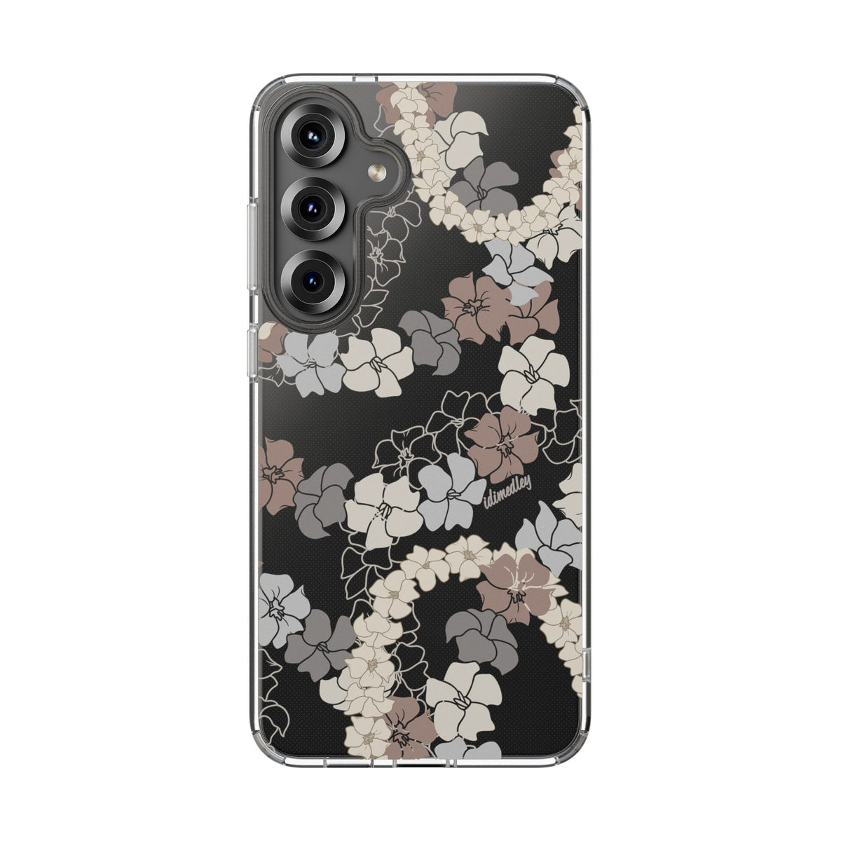 Puakenikeni En Face Flower Leis (Brown and Gray Neutrals) CLEAR Case