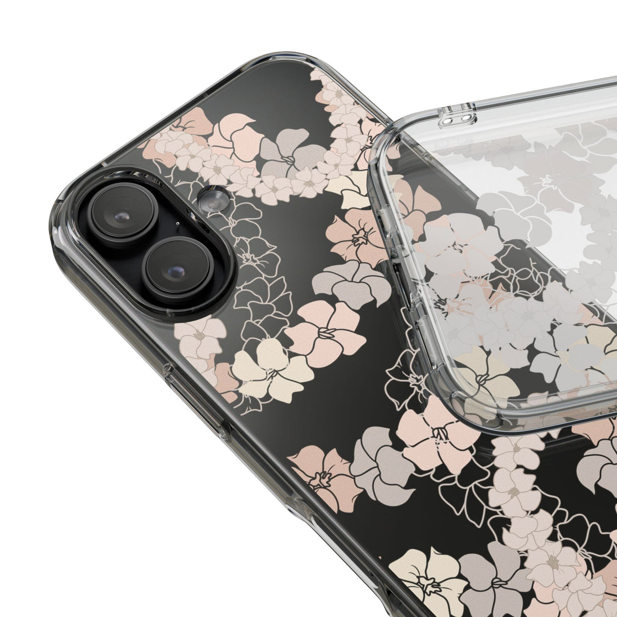 Puakenikeni En Face Flower Leis (Peachy Pinks) CLEAR Case