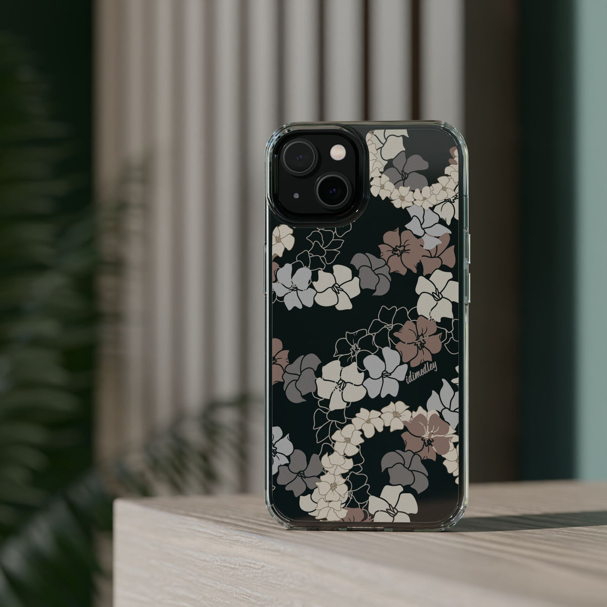 Puakenikeni En Face Flower Leis (Brown and Gray Neutrals) CLEAR Case
