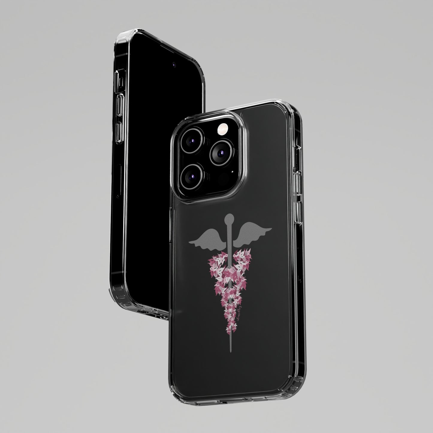 Caduceus Medical Symbol with Pink Maile Lei CLEAR Case