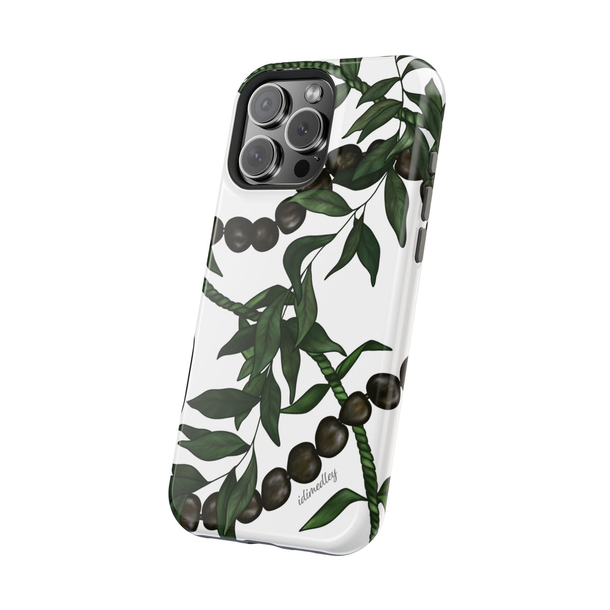 Kukui Nut, Maile, Ti Leaf Lei (White), MAGSAFE