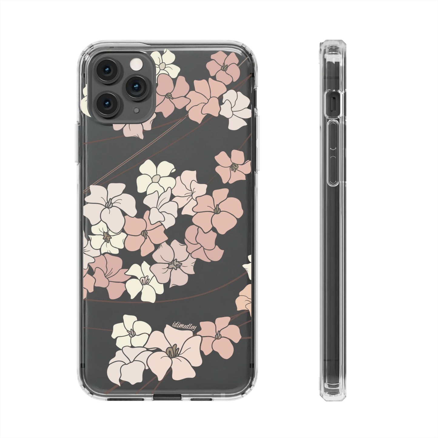 Puakenikeni En Face Flower Swirls in Peachy Pinks CLEAR Case