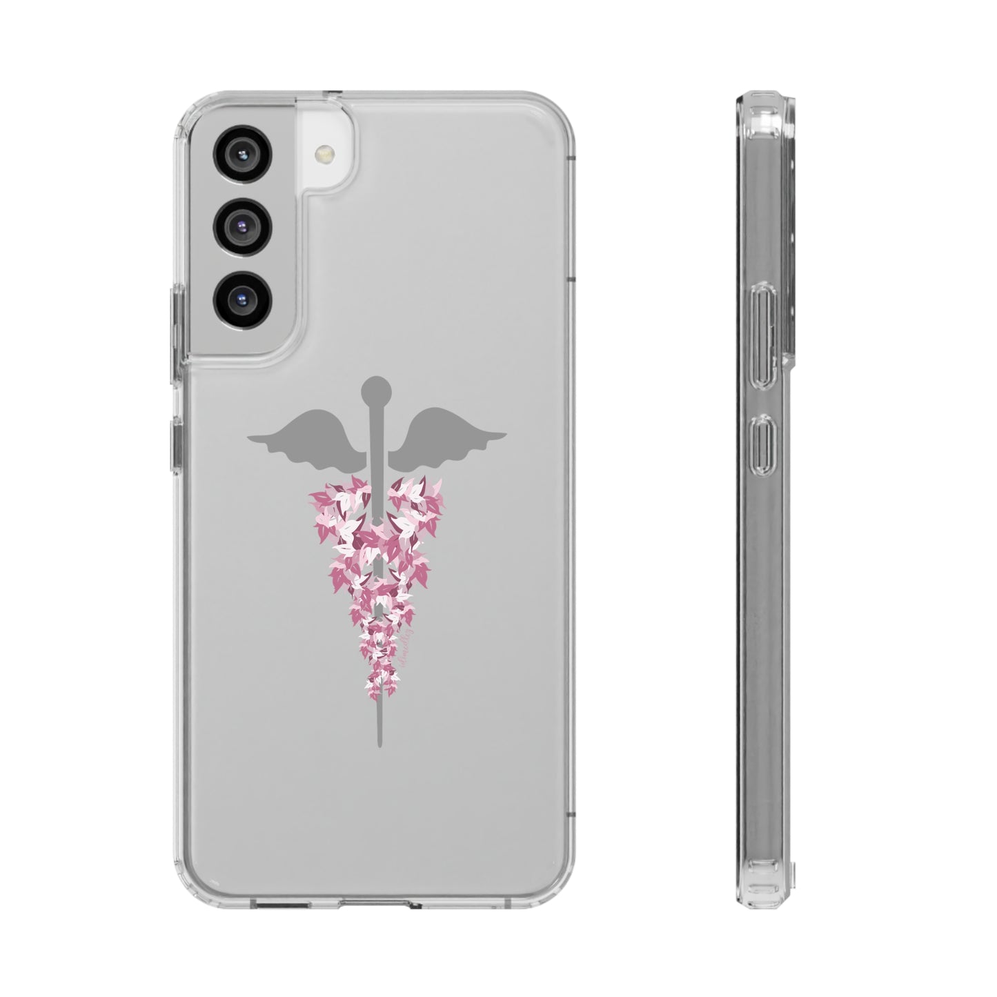 Caduceus Medical Symbol with Pink Maile Lei CLEAR Case