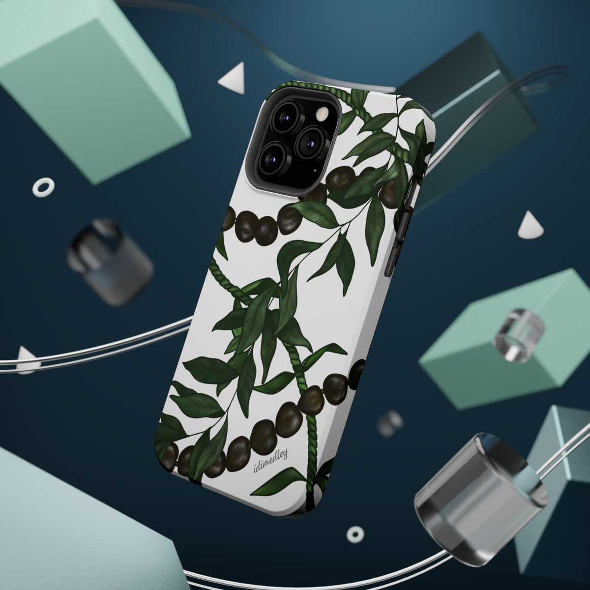 Kukui Nut, Maile, Ti Leaf Lei (White), MAGSAFE