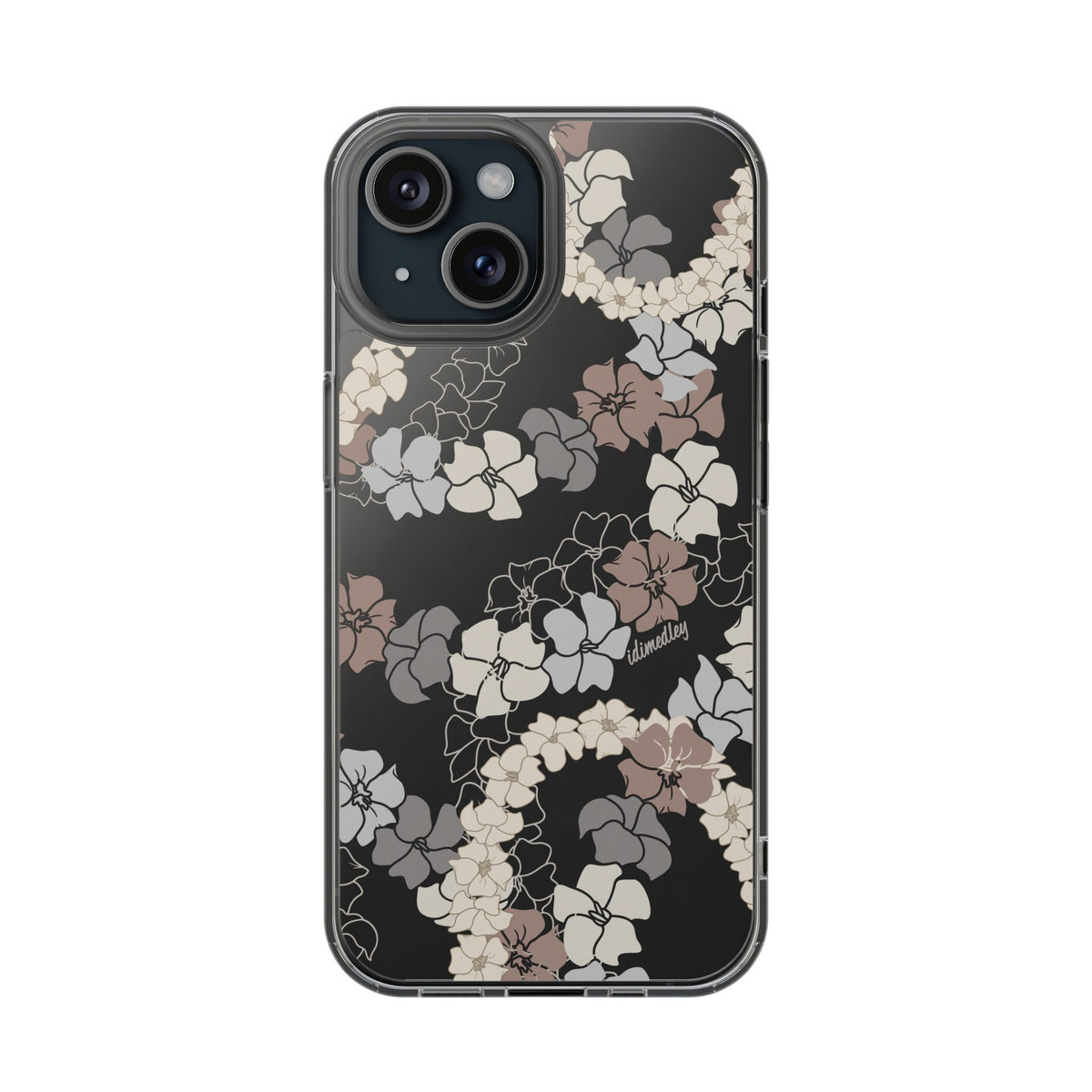 Puakenikeni En Face Flower Leis (Brown and Gray Neutrals) CLEAR Case