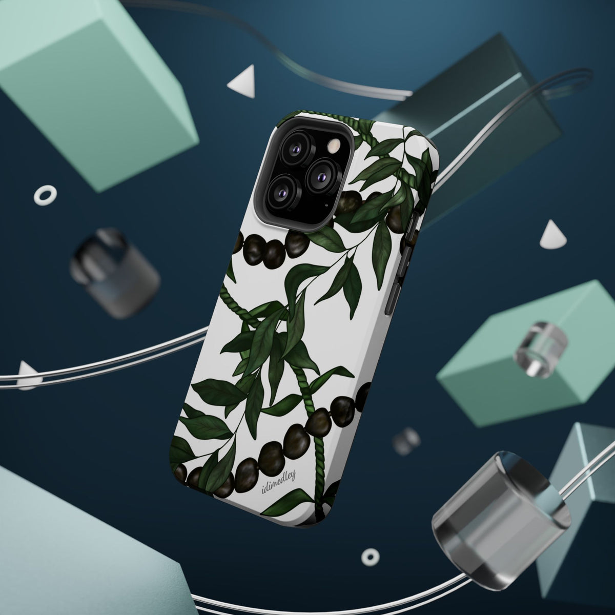 Kukui Nut, Maile, Ti Leaf Lei (White), MAGSAFE