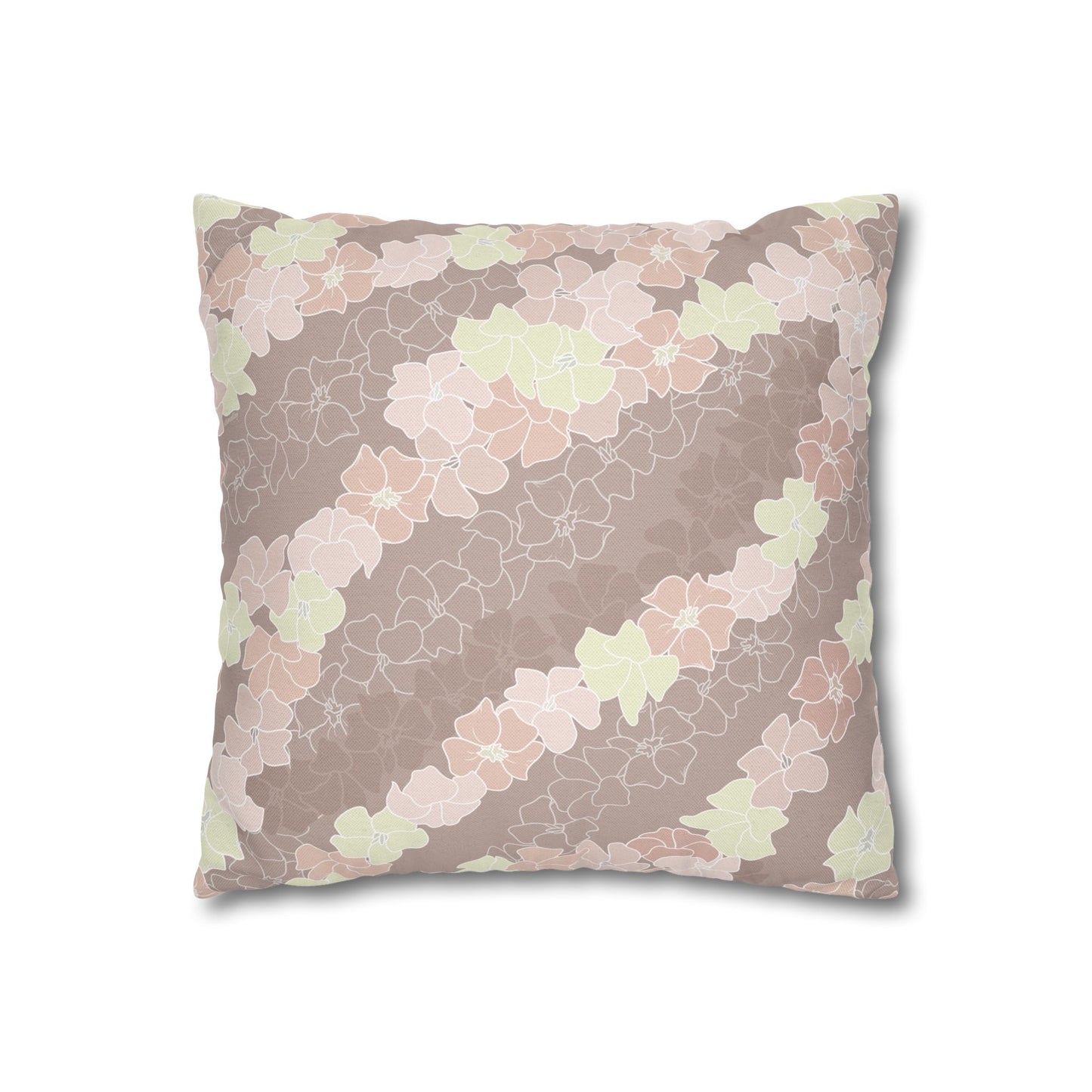 Pillow Case- Puakenikeni En Face Flower Leis in Neutral Peaches