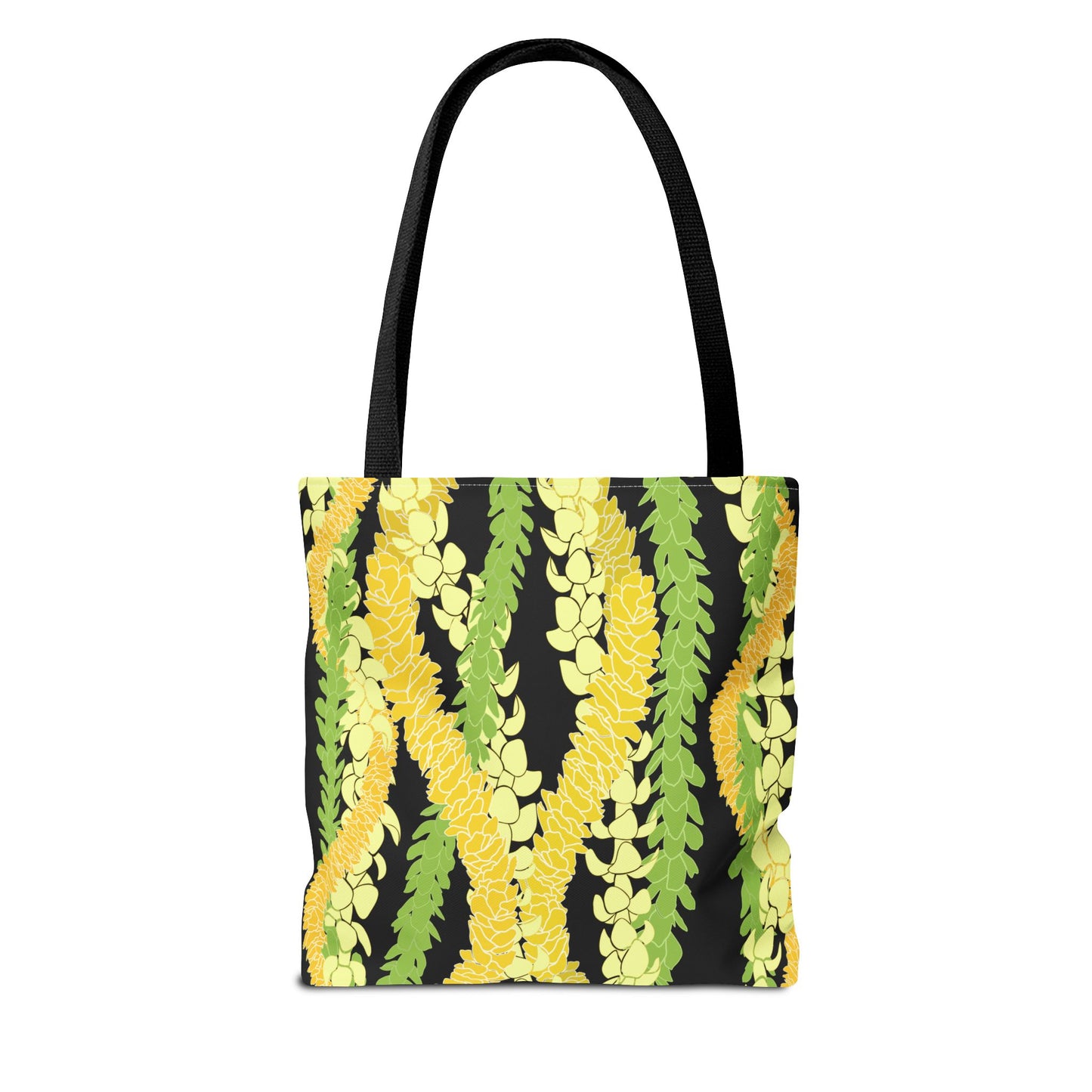 Tote bag- Triple Strand Puakenikeni, Pakalana and Ilima Leis, Black