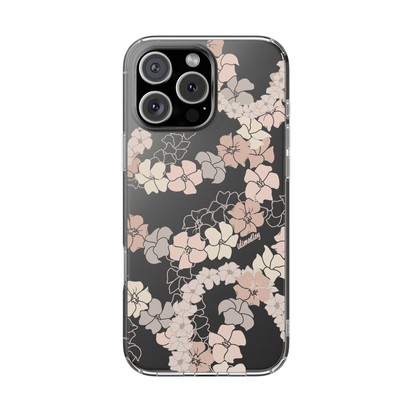 Puakenikeni En Face Flower Leis (Peachy Pinks) CLEAR Case