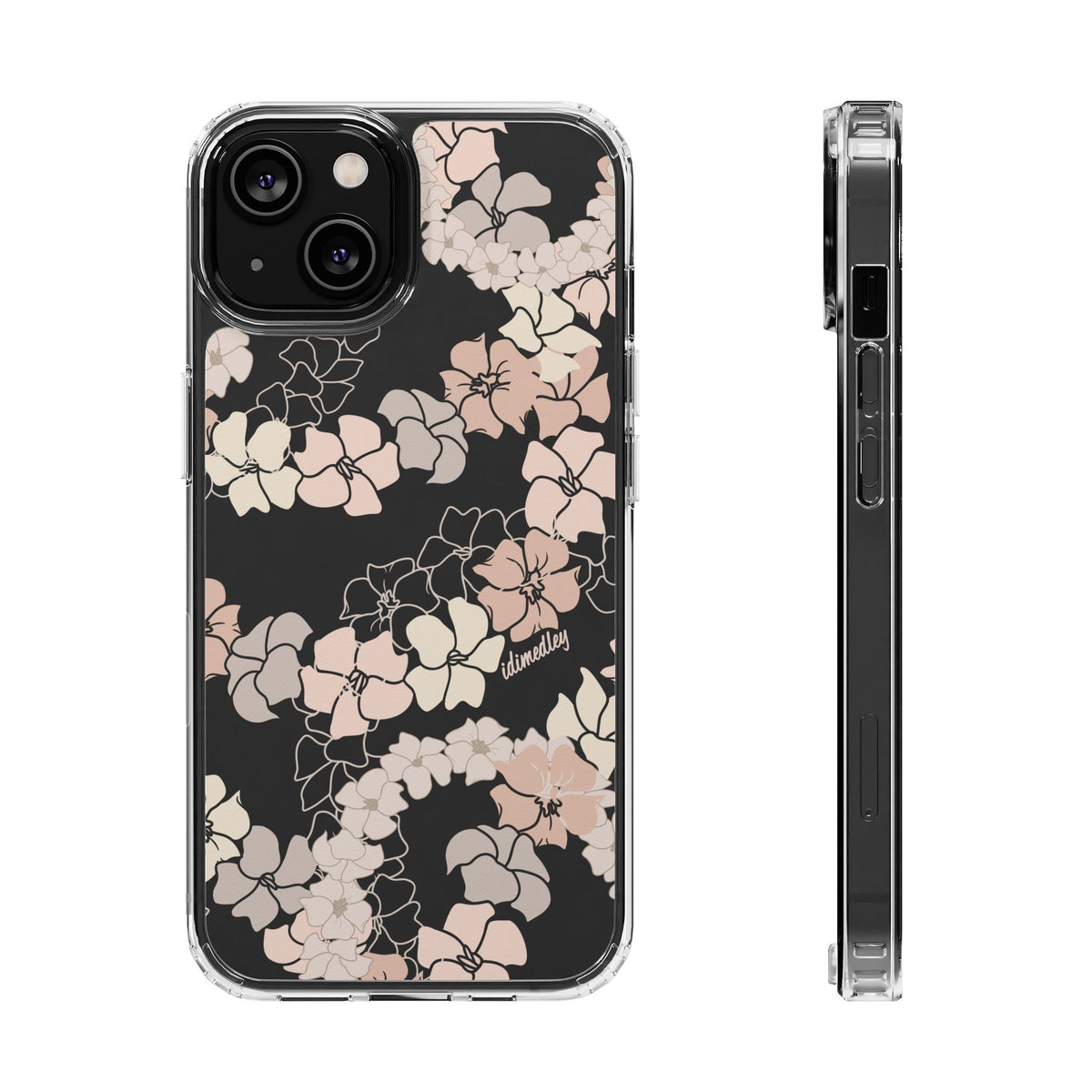 Puakenikeni En Face Flower Leis (Peachy Pinks) CLEAR Case