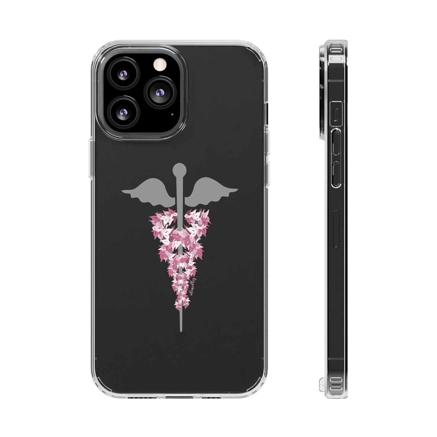 Caduceus Medical Symbol with Pink Maile Lei CLEAR Case