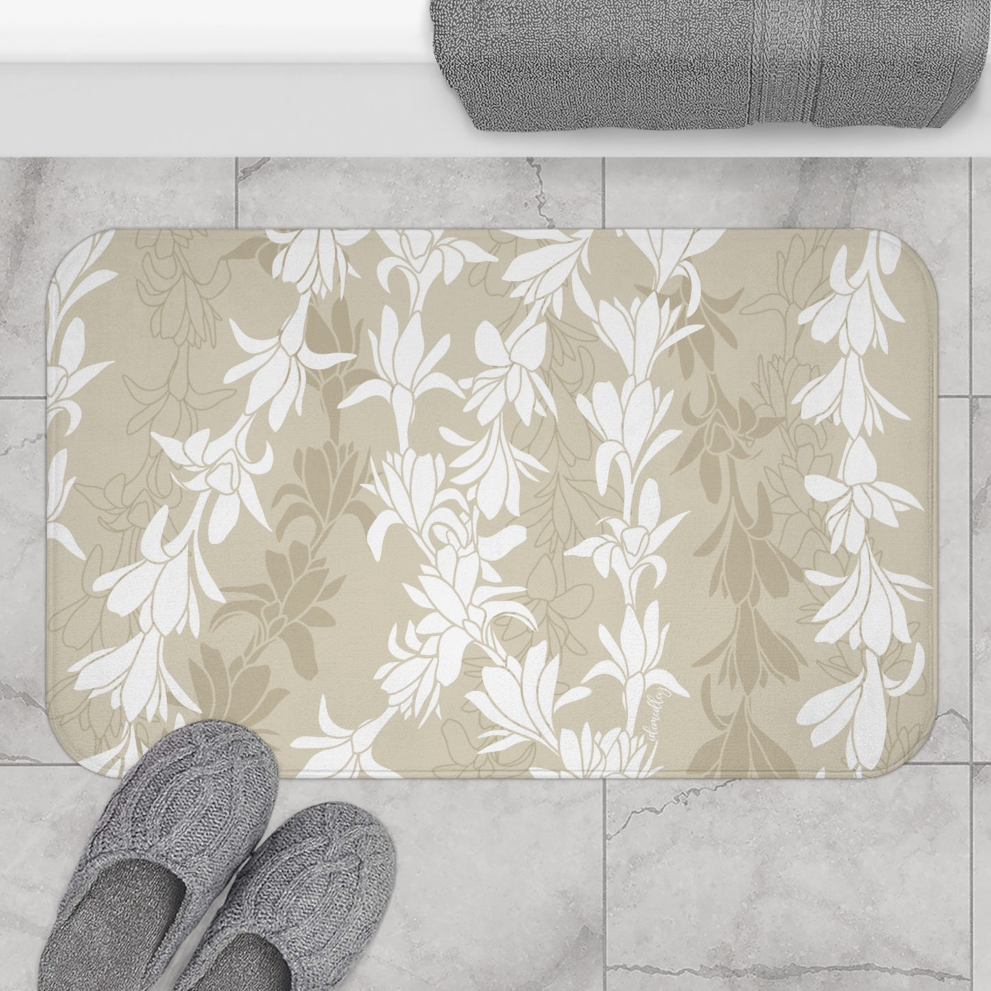 Bath Mat- Tuberoses for Nohea (Sand)