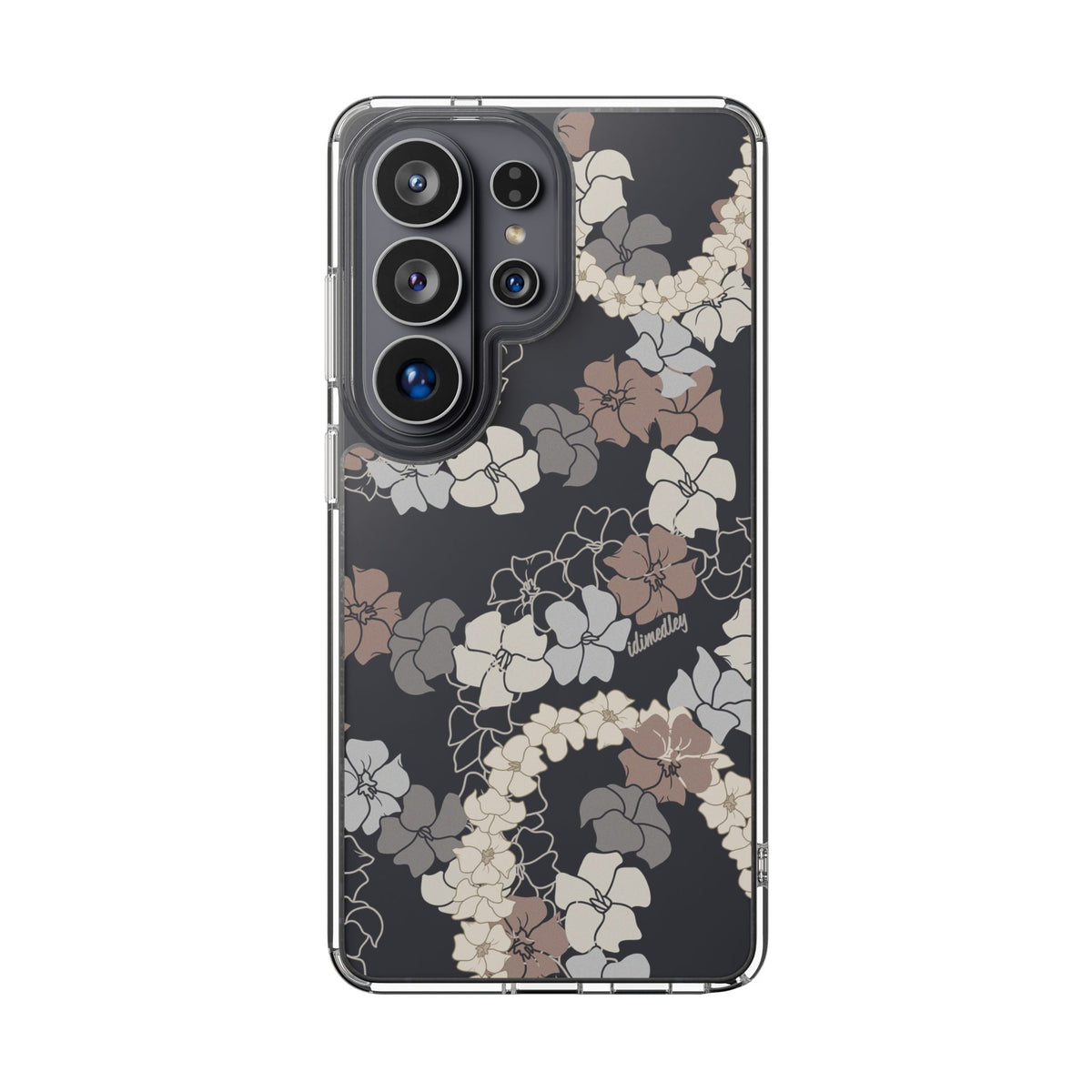 Puakenikeni En Face Flower Leis (Brown and Gray Neutrals) CLEAR Case