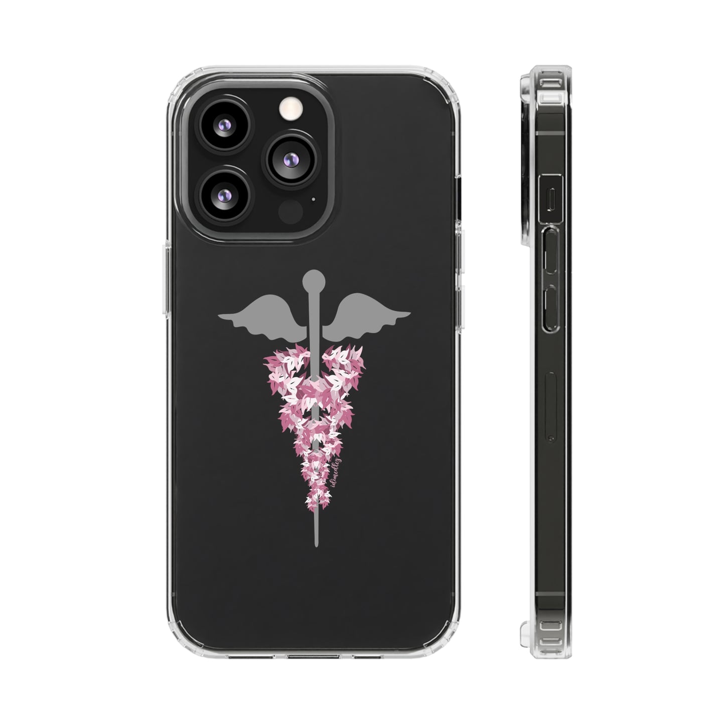 Caduceus Medical Symbol with Pink Maile Lei CLEAR Case