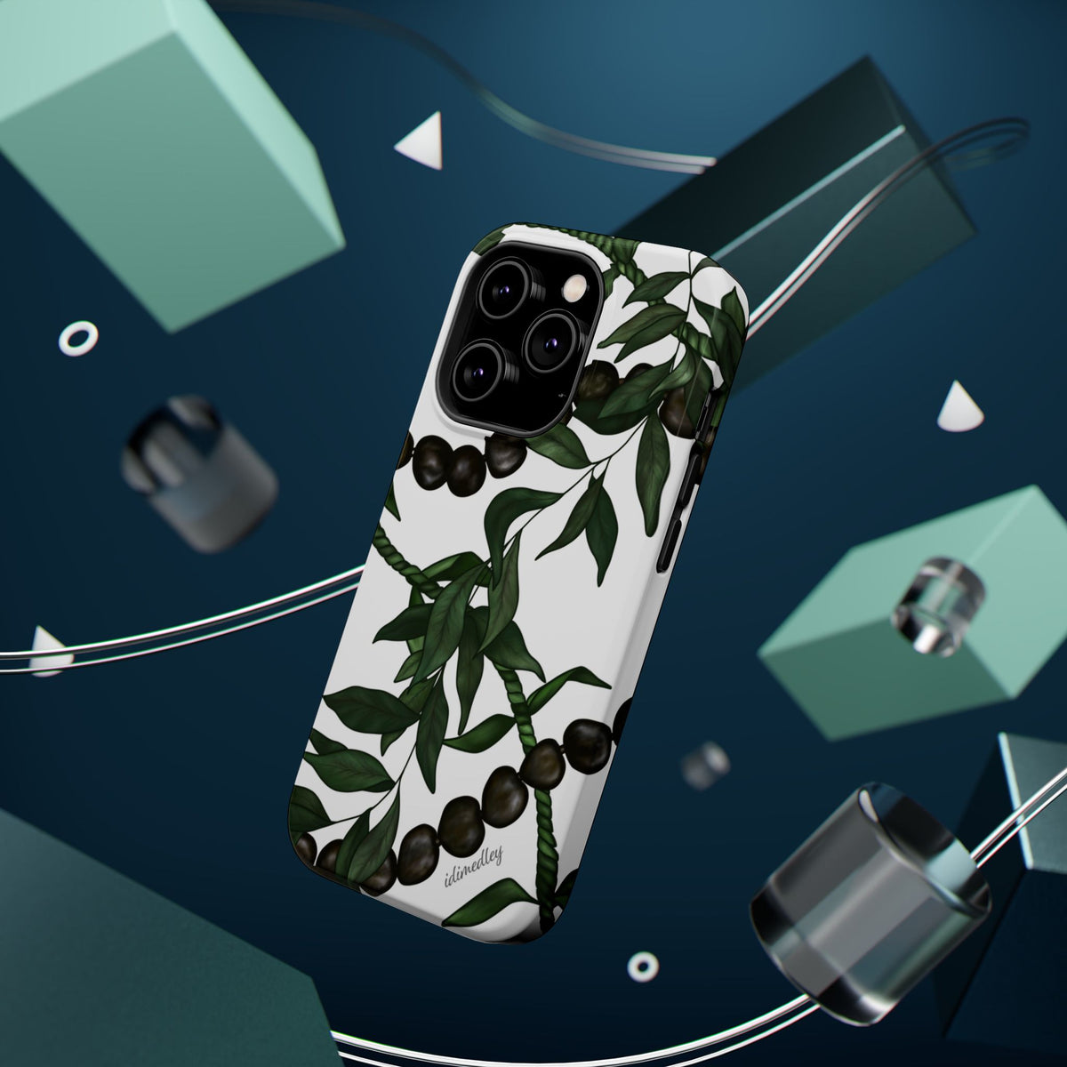 Kukui Nut, Maile, Ti Leaf Lei (White), MAGSAFE