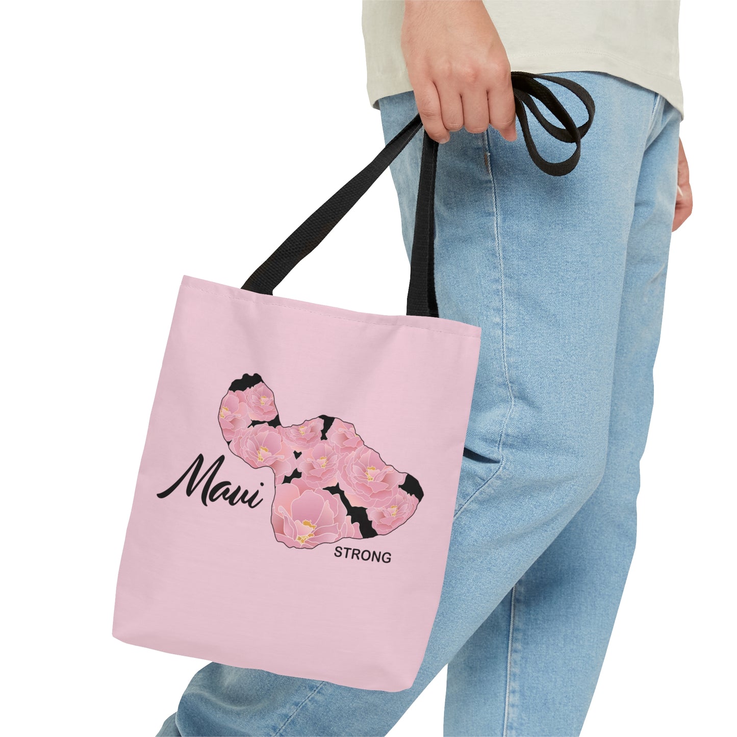 Tote bag- Maui Strong Lokelani Island Pink and Black, Proceeds Donated for Lahaina Wildfire Relief