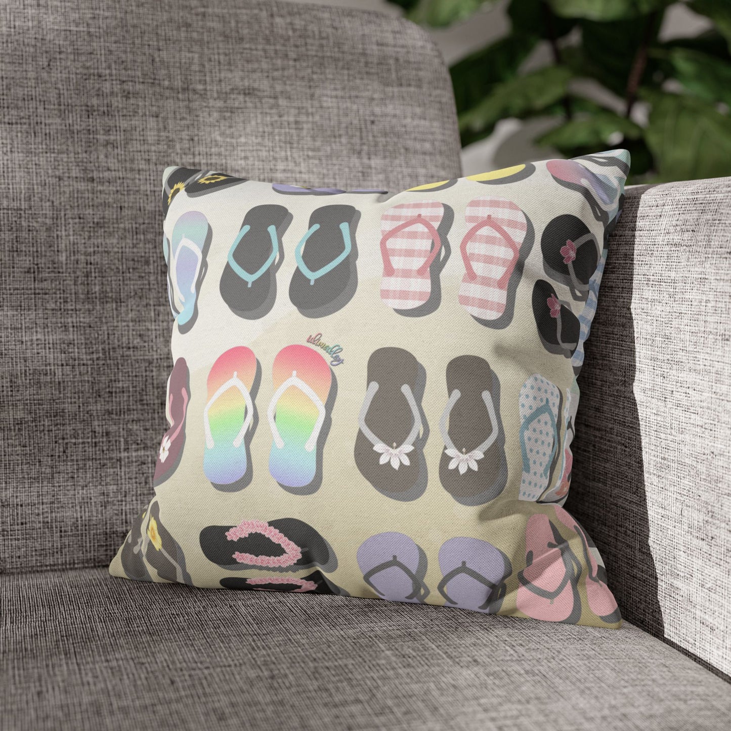 Throw Pillow Cover- Sandy Pua Toes in My Rubbah Slippahs