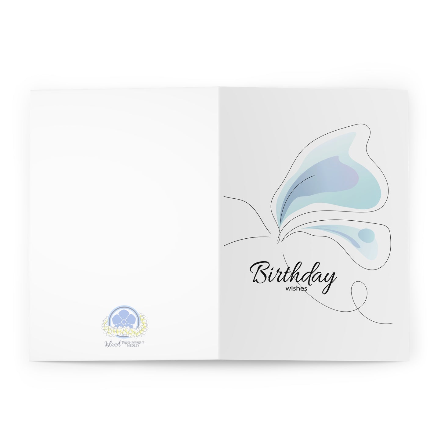 Greeting Cards (5 Pack)- Blue Butterfly Lineart Birthday Wishes