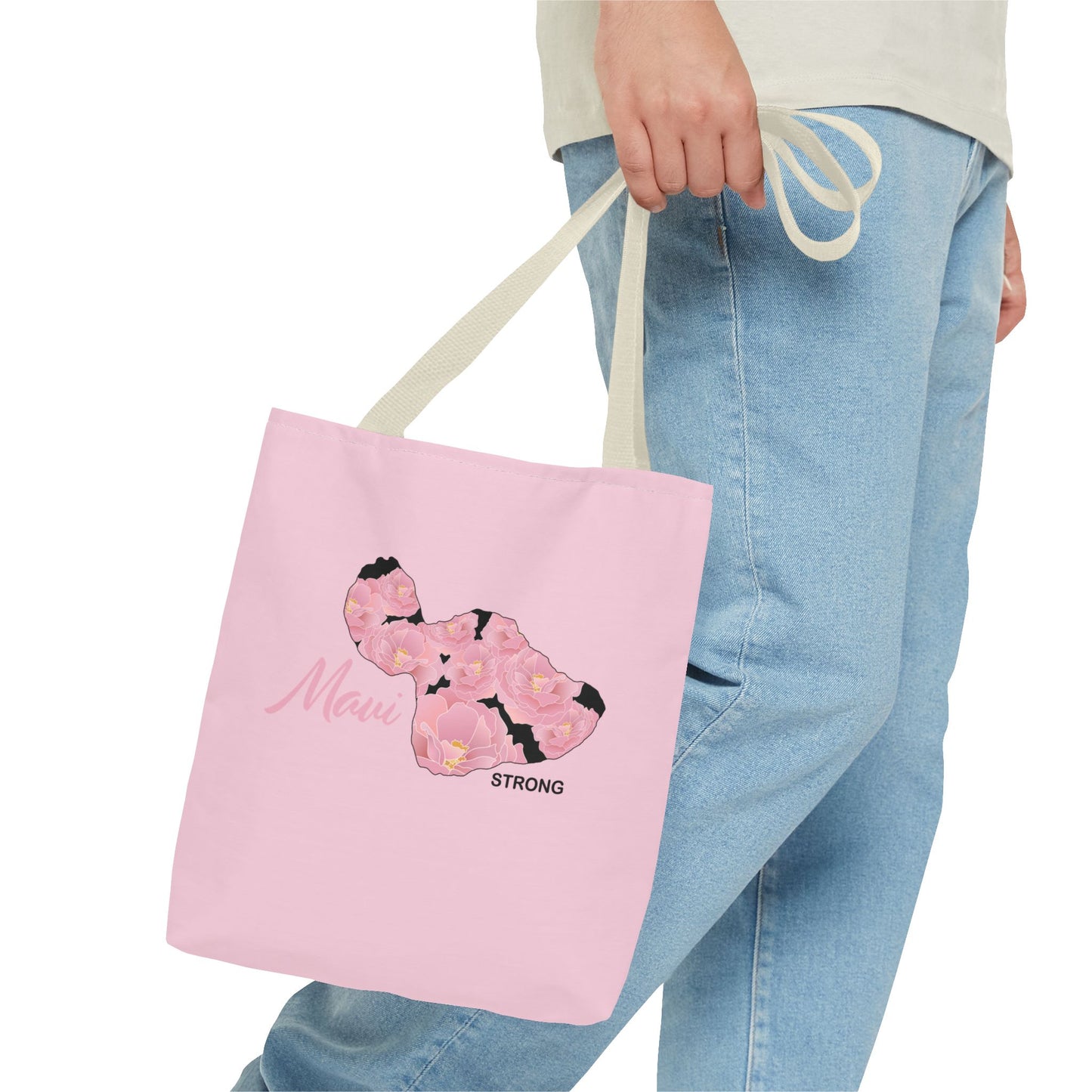 Tote bag- Maui Strong Lokelani Island Pink and Black, Proceeds Donated for Lahaina Wildfire Relief